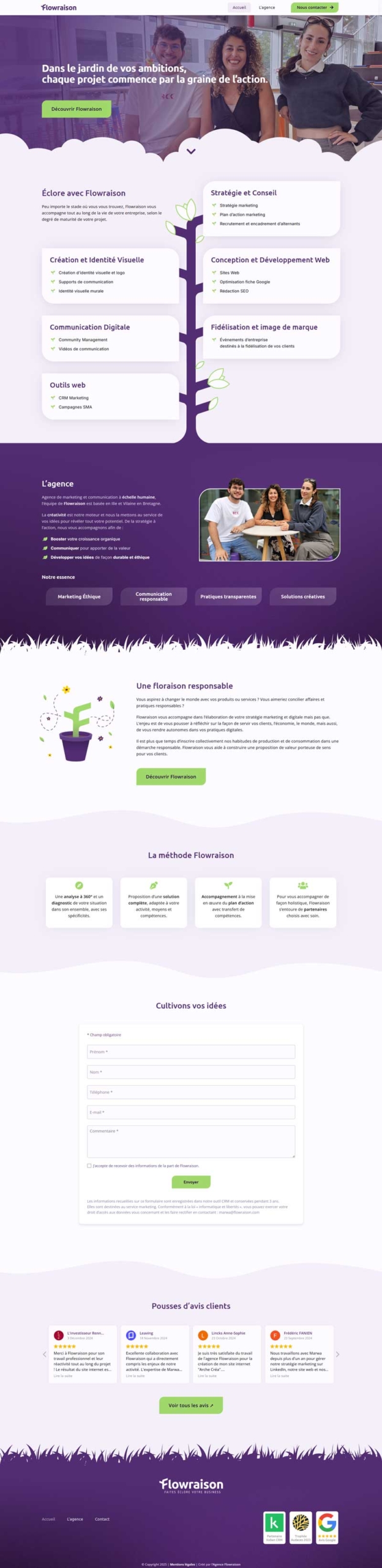 Flowraison a réalisé son propre site en interne
